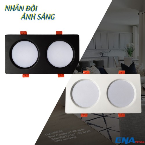 Đèn LED âm trần đôi 2x9W 5000K mẫu DTD