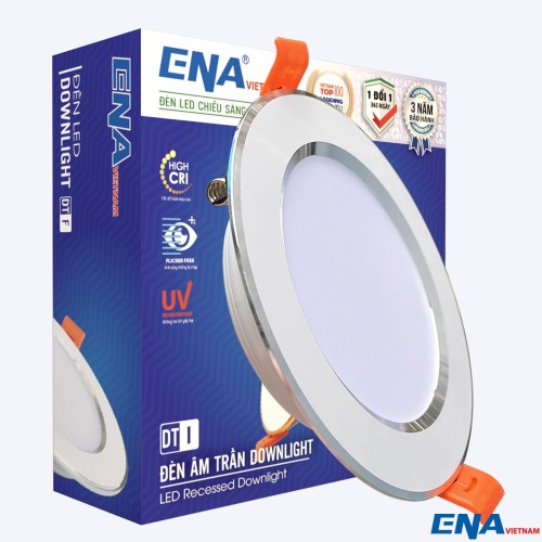 Đèn LED âm trần Downlight 9W phi90 3 chế độ mẫu DTF viền Bạc