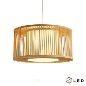 Đèn tăm tre 2 trụ tròn lồng vải