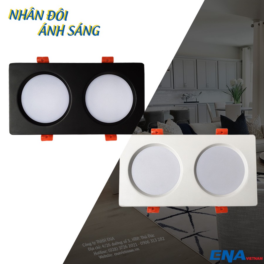 Đèn âm trần Dimmer đôi 2x9W Trắng, Vàng, Trung tính mẫu DTD