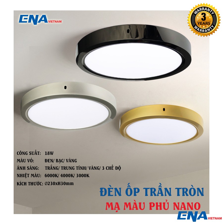 Đèn LED ốp trần tròn 18W mẫu OTC vỏ Đen